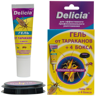 Delicia (Делиция) гель от тараканов (туба), 30 г + 4 бокса, 1 шт